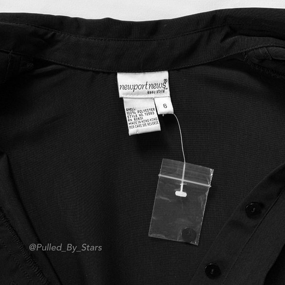 NEWPORT NEWS Solid Black Long-Sleeve Polyester Blouse + Pockets - NWOT! - Picture 8 of 8
